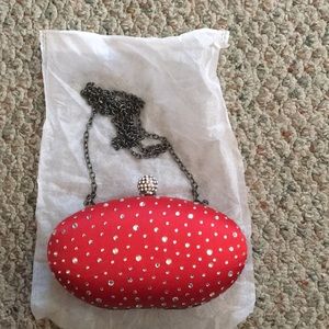 Red Evening Clutch with Strap